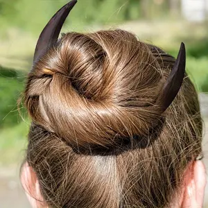 Wooden Moon Hair Stick - Carved Crescent Moon Hair Fork for Women - Stylish and Easy to Use Hair Accessory