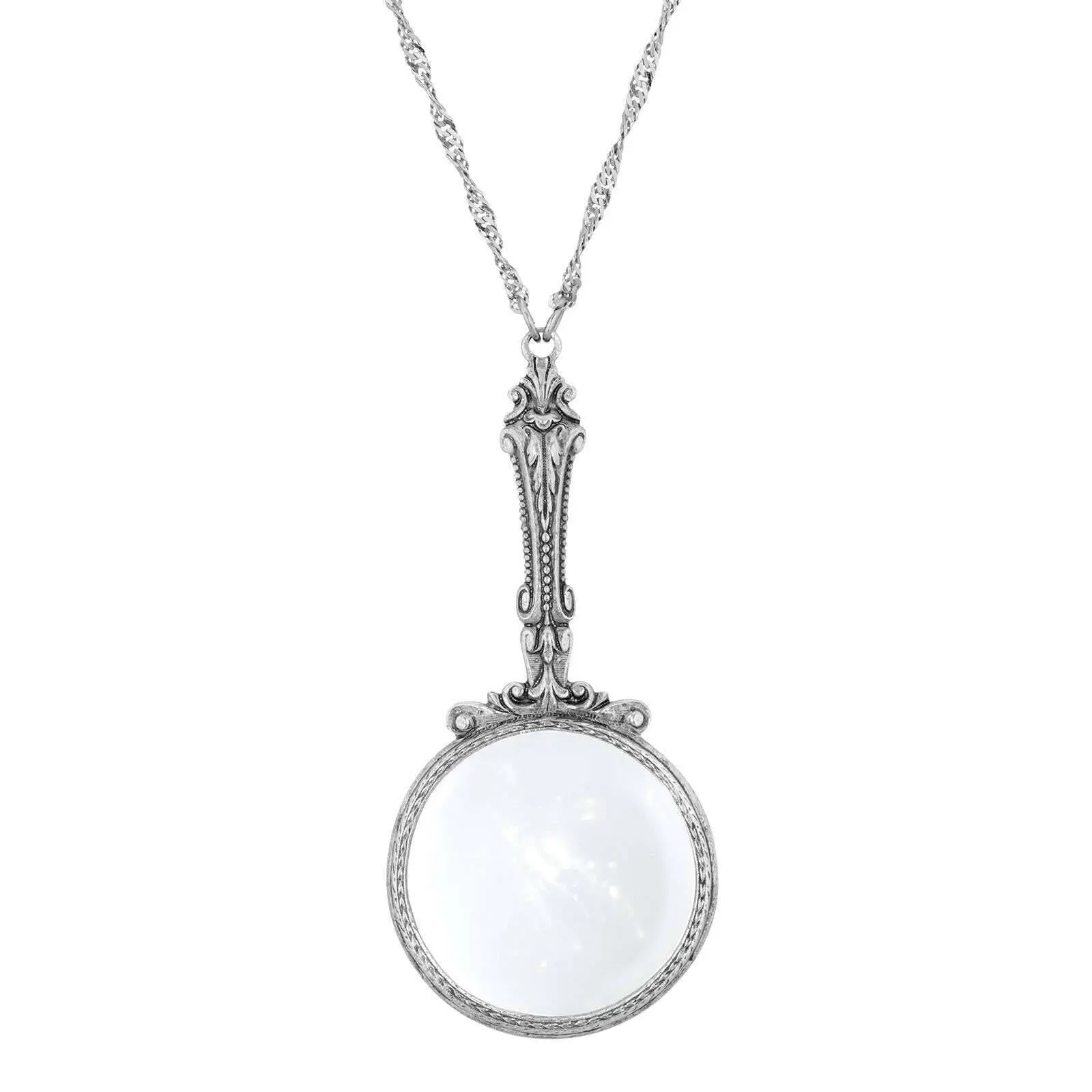 1928 Jewelry Magnifying Glass Pendant Necklace 28" - Magnification Power: 2X