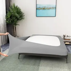 Box Spring Cover Queen Size - Jersey Knit & Stretchy Wrap around 4 Sides Bed Skirt for Hotel & Home - Queen/Cal Queen, Silver ALYVIA SPRING