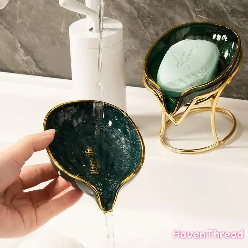 Modern Leaf-Shaped Soap Dish, Polyester Holder with Stand, No-Drill Countertop Organizer for the Bathroom Sink, Soap Dish For Bathroom Sink tiktokshopbacktoschool