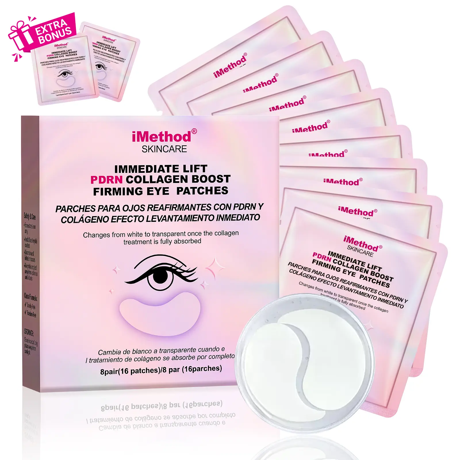 【TIKTOK exclusive】iMethod Instant Lift Eye Mask - Under Eye Patches, (8+2) Pair PDRN Collagen Boost Eye Mask for Firming, Reducing Fine Lines & Wrinkles, Tightening Eye Patches for Puffy Eyes, Eye Bags, Dark Circles
