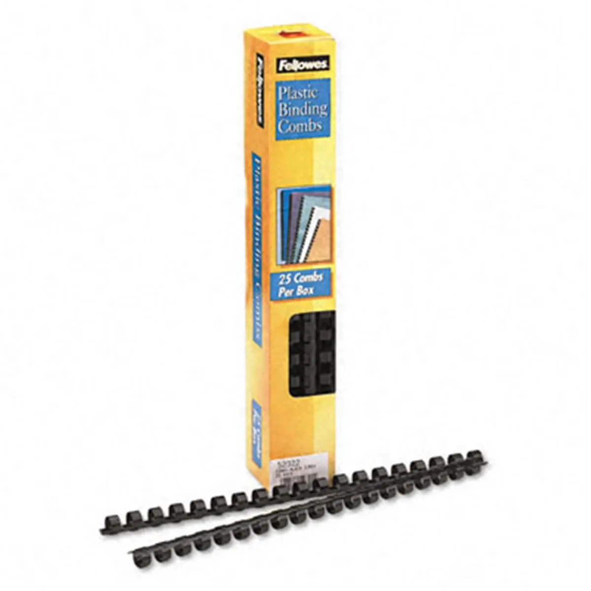 Fellowes Plastic Comb Bindings, 3/8" Spine, 55-Sheet Capacity, Black, 25-Pack, Easy Handling for Commercial & School Furniture Customization