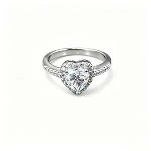 Heart-Shaped Moissanite ring gift  Halo Ring for Women 1.2CT 7x7MM D VVS1 Adjustable Band  925 Silver Plated Hypoallergenic Stackable Wedding Engagement Anniversary Gift For MOM For GF Fine Jewelry