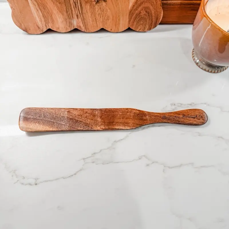 Acacia Wooden Sourdough Spurtle, Kitchen Utensil for Feeding Sourdough Starter, Acacia Cooking Spoons