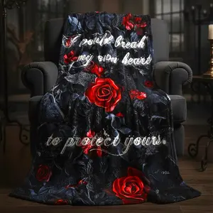 Gothic Red Roses Plush Blanket — Dark Romance Throw, Soft Cozy Blanket for Bed, Sofa, Teens & Adults, TikTok Trending Gift