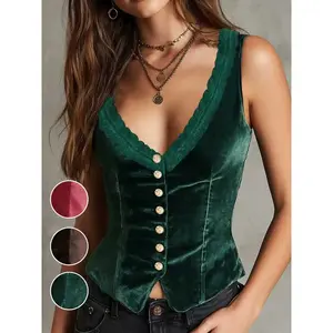 Women's Velvet Vest Coat New Fashion Youth Short Sleeve Sleeveless Top Party Outdoor Clothing, Fashionable High end DesignRAIMENTRY