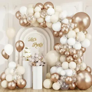 144pcs Champagne Gold & White Balloon Garland Arch Kit with Mixed Sizes for Party Decorations