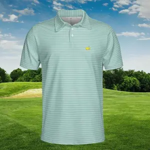 Masters Pattern Mint Green Pinstripe Polo Shirt Golf Sleeve Outdoors Menswear Fan-made Gift