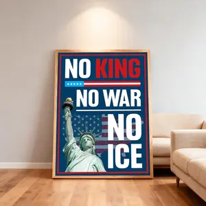 No King No War No ICE Poster – Patriotic Wall Art, Freedom Protest Print, USA Home Decor