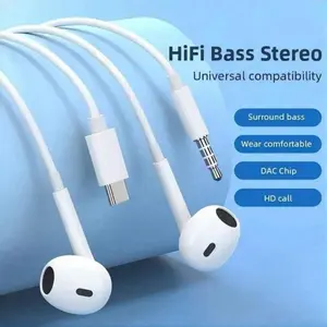 Apple Wired Headphones Type-C/lightning/3.5mm Plug, In-Ear Noise Cancelling, High-Quality Sound, Bass Boost, Compatible with iPhone & Samsung, In Ear Earbuds