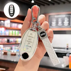 4-button TPU Key Case with Keychain for Nissan Altima Sentra Maxima Rogue Armada Pathfinder Infiniti Smart Remote, Automotive, Covers, Key Fob Protector, Car Key Protector, Car Key Accessory, Car Key Holder, Women Gift, Car Accessories