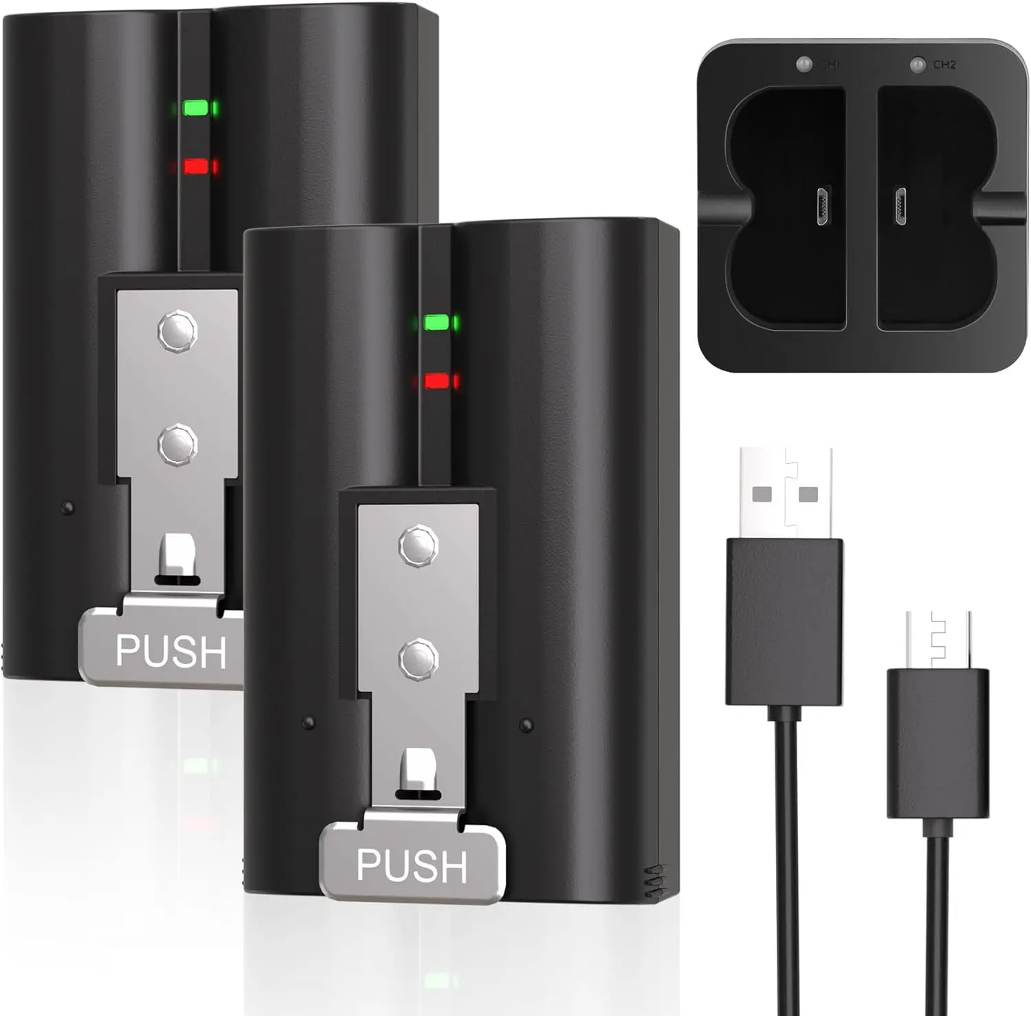 7200mAh High-Capacity Replacement Doorbell Batteries Kit (2-Pack) with Dual Charging Station, 1 USB Charging Cable, Compatibility with Ring Video Doorbells 2/3/3 Plus/4, Spotlights, Adhesive Cameras for Home Security System
