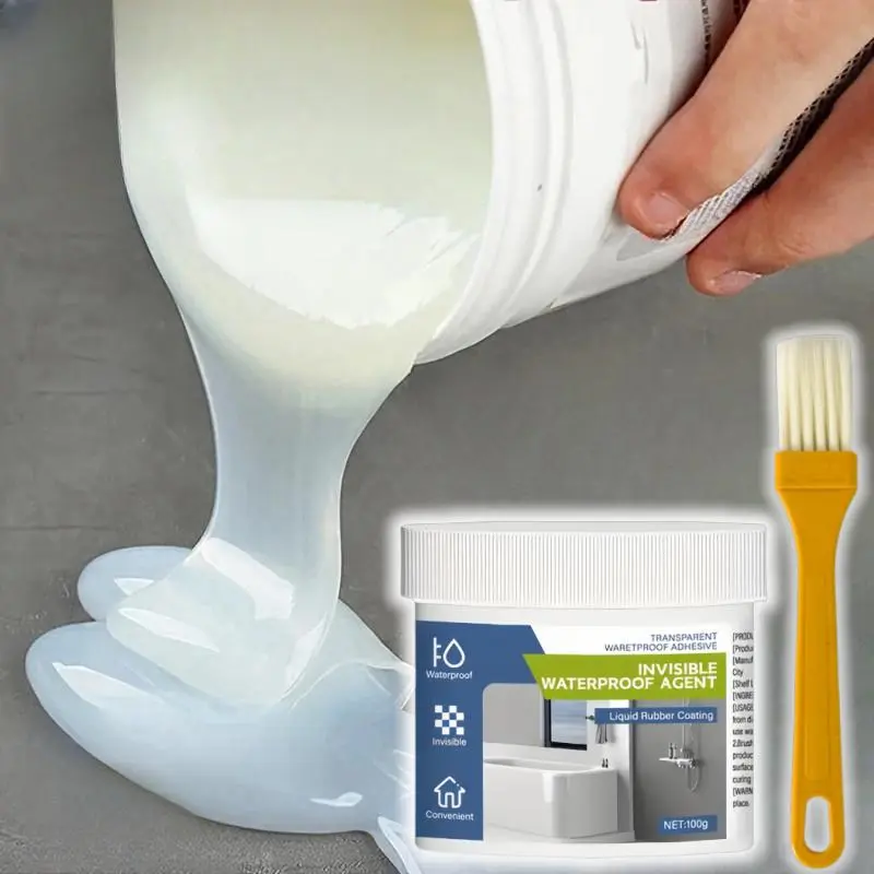 Waterproof Sealant, Durable Waterproof Sealant, Invisible Waterproof Sealant, Clear Nano Sealant with Brush, Water Leakage Capture Repair Tool, Suitable for RV Toilet Leakage, Roof Repair Adhesive, Paintwork, Waterproof Glue, Leakproof Waterproof
