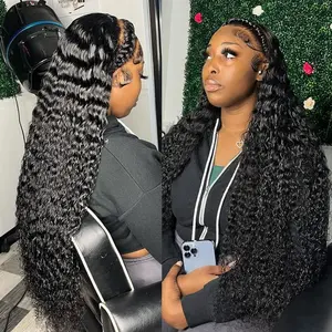 TikTokShopBlackFriday Bling Hair Deep Wave Lace Front Wigs 13x6 13x4 HD Trasparent Lace Frontal Human Hair Wigs Water Wave for Women Pre Plucked with Baby Hair 180 Density Wet and Wavy Wigs 30 inch
