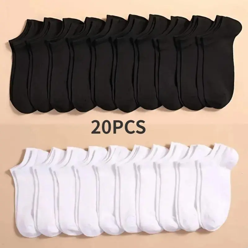 Women's 10 Pairs Invisible Low-Cut Boat Socks - Spandex Polyester, Silicone Non-Slip, Soft Breathable, Basic Minimalist Solid Color, All-Season No-Show Ankle Socks for Casual Wear, Soft Breathable Socks