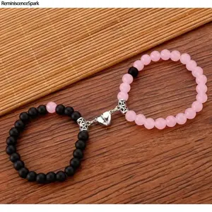 2026 Upgrade Couple Love Magnetic Bracelet Set | Simple Personalized Matching Jewelry | Magnetic Attraction Design for Lovers | Hypoallergenic Non-Tarnish Comfortable Wear | Ideal Valentine Gift & Black Friday Thanksgiving Deal for Couple Daily Outfits