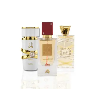 Lattafa 3-Piece Set for Unisex, (3.4 Oz Musk Mood Eau De Parfum Spray + 2.0 Oz Ana Abiyedh Rouge Eau De Parfum Spray + 3.4 Oz Yara Moi Eau De Parfum Spray)