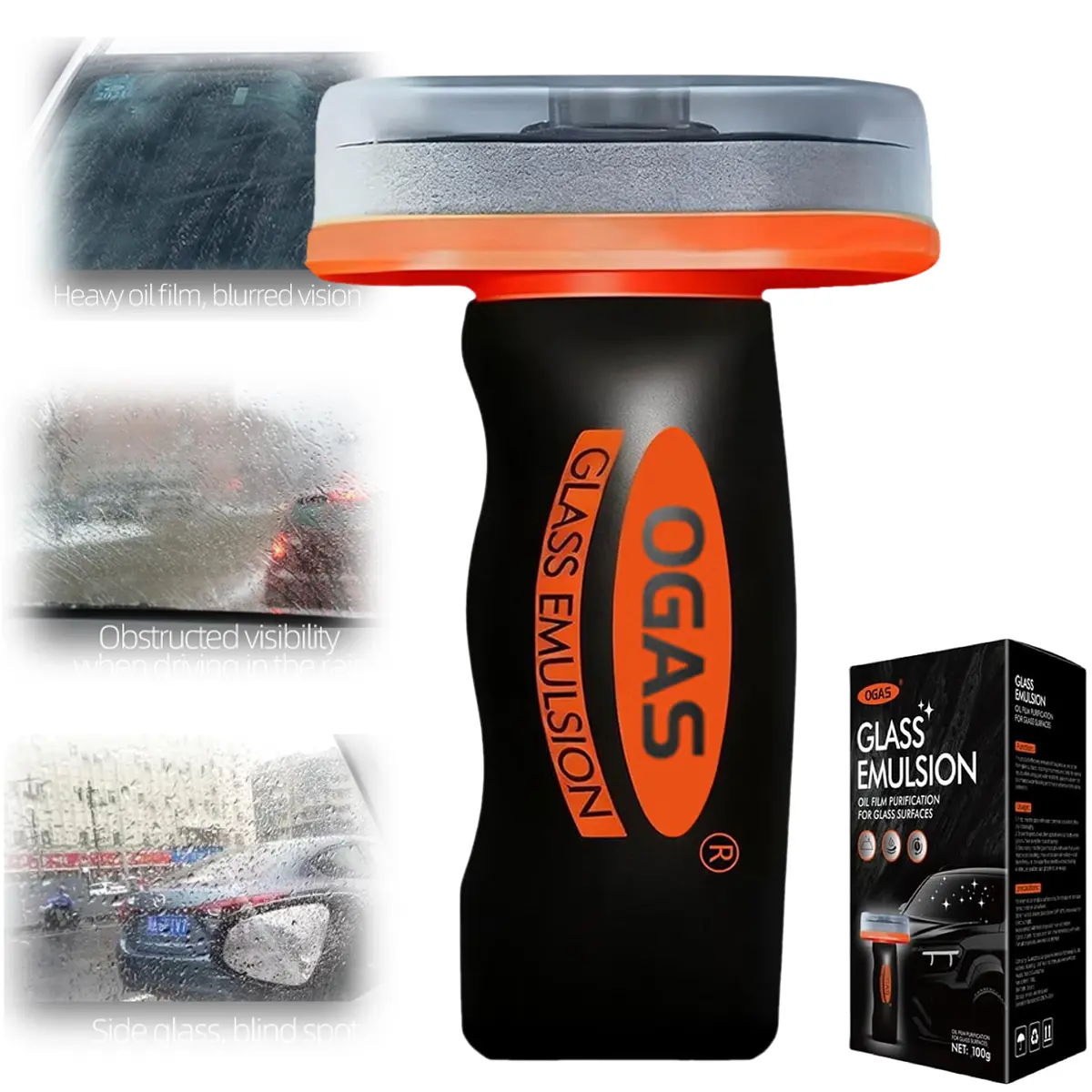 Glass Oil Film Cleaner-Handheld car stain remover Window Oil Film Cleaning, FastCleaning,Glass Oil Film Removerfor Car Windshield & Windows