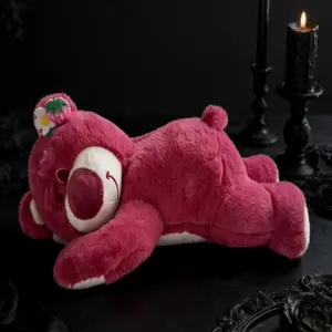 Adorable Strawberry Bear plush toy, perfect for Easter egg hunts - pink appearance, sweet smile - the perfect holiday gift and a lullaby for kids.