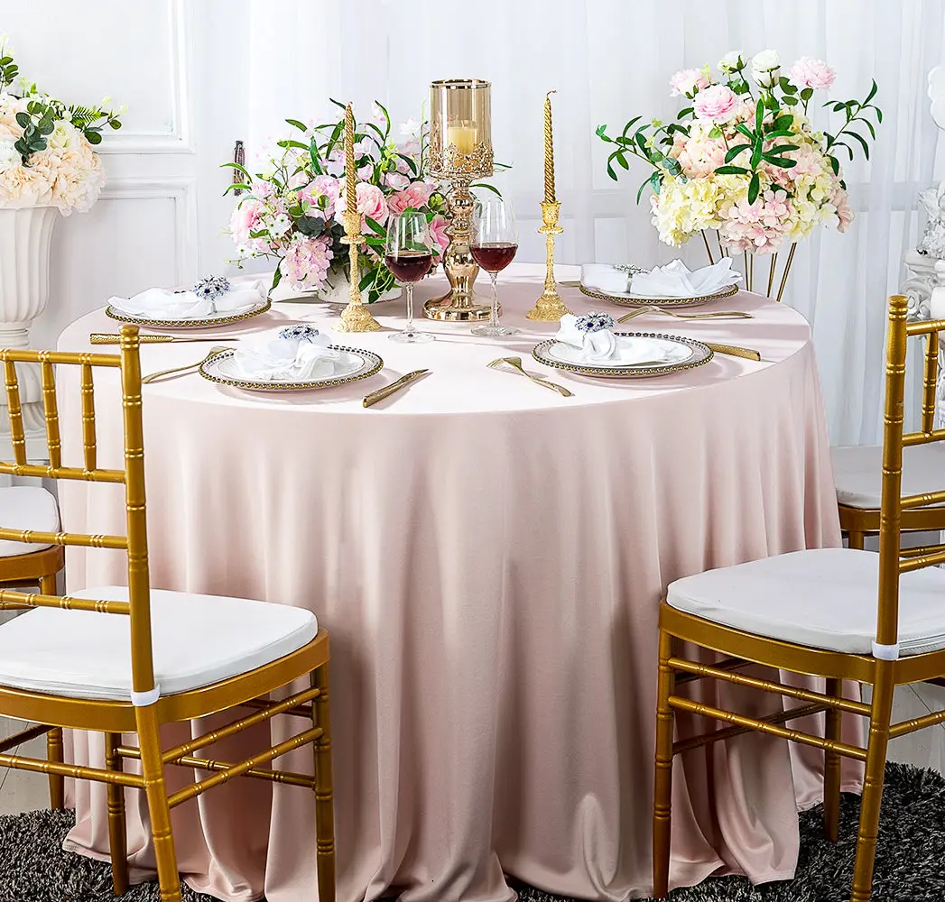 120" Seamless Round Scuba (Wrinkle-Free) Tablecloth - Blush Pink/Rose Gold (1pc)