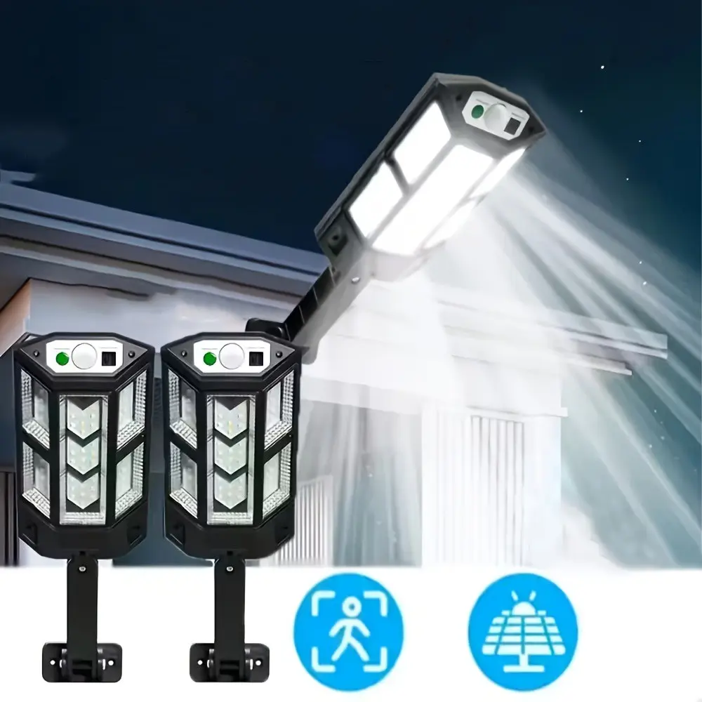 1/2 Pack Smart Motion-Sensing Solar Wall Lights 3 Adjustable Lighting Modes Dimmable Patio Lights, Exterior Lights Semi-Recessed Installation Outdoor Garden Safety Street Courtyard Lights Ideal for Yards, Gardens, Patios Motion Sensor Lights