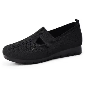 Women's All-Day Comfort Nurse Shoes – Knit Mesh Mary Jane, Soft Sole Slip-Ons, Non-Slip Casual Shoes for Work & Commute