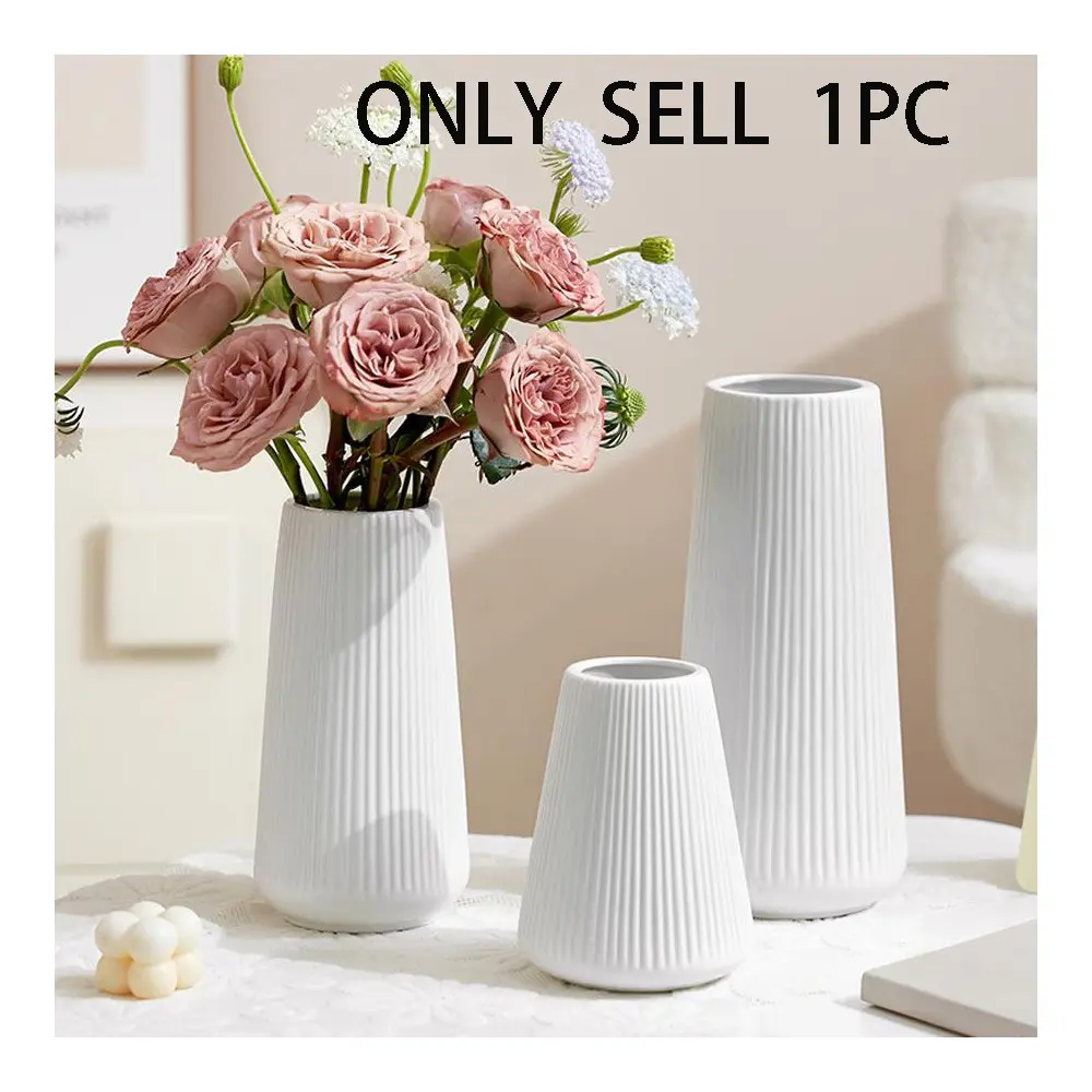 Ceramic-Like Plastic Vases Set of 3 - Shatterproof Lightweight PP for Indoor/Outdoor, Tall/Medium/Small, Patio Decor Kids & Pets Friendly, Modern Home, Home Decoration, Home Decorative Vase, Decorative Flower Vase