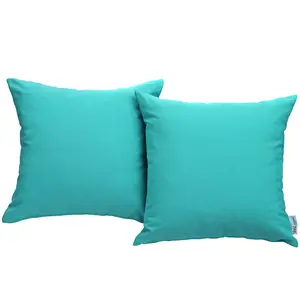 Modway Convene Two Piece Outdoor Patio Pillow Set in Turquoise