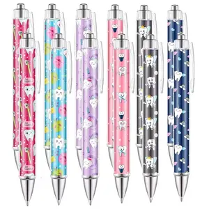 Tooth Shaped Ballpoint Pen Fun Dental Theme Automatic Telescopic Writing Pen Dental Assistant/Nurse Gift Black Ink Specialty Pen Office Supplies Workplace Companion, Nurse Gratitude Gift, Smooth Writing Pens, Durable, Ballpen Set