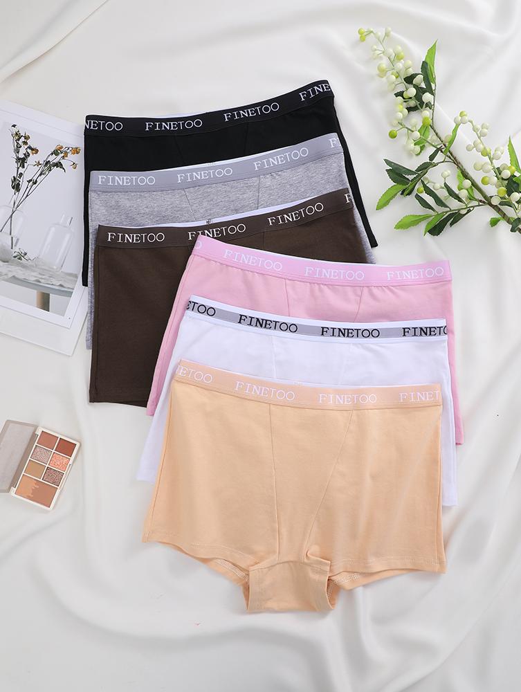 FINETOO 6Pcs Women's Underwear Cotton Boxer Shorts Soft Underpants Ladies Stretch Panties Solid Color Cute Women's Panties Beige Lingerie Womenswear SpringStatements FINETOO 6Pcs Women's Underwear Cotton Boxer Shorts Soft Underpants Ladies Stretch Panties Solid Color Cute Women's Panties Beige Lingerie Womenswear SpringStatements