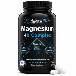 Magnesium Glycinate Complex with Taurate Malate and Orotate for Calm Sleep Muscle Recovery and Heart Support 200mg Elemental Magnesium 120 Veg Capsules 60 Day Supply