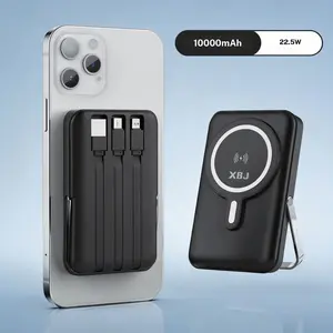 XBJ 22.5W 10000mAh Portable Power Bank with Built in USB‑C Cable, Fast Charging, Compatible with iPhone/Android, Charges up to 3 Devices Simultaneously, Supports Low‑Power Charging, Ideal for Travel, Wireless Charging Support