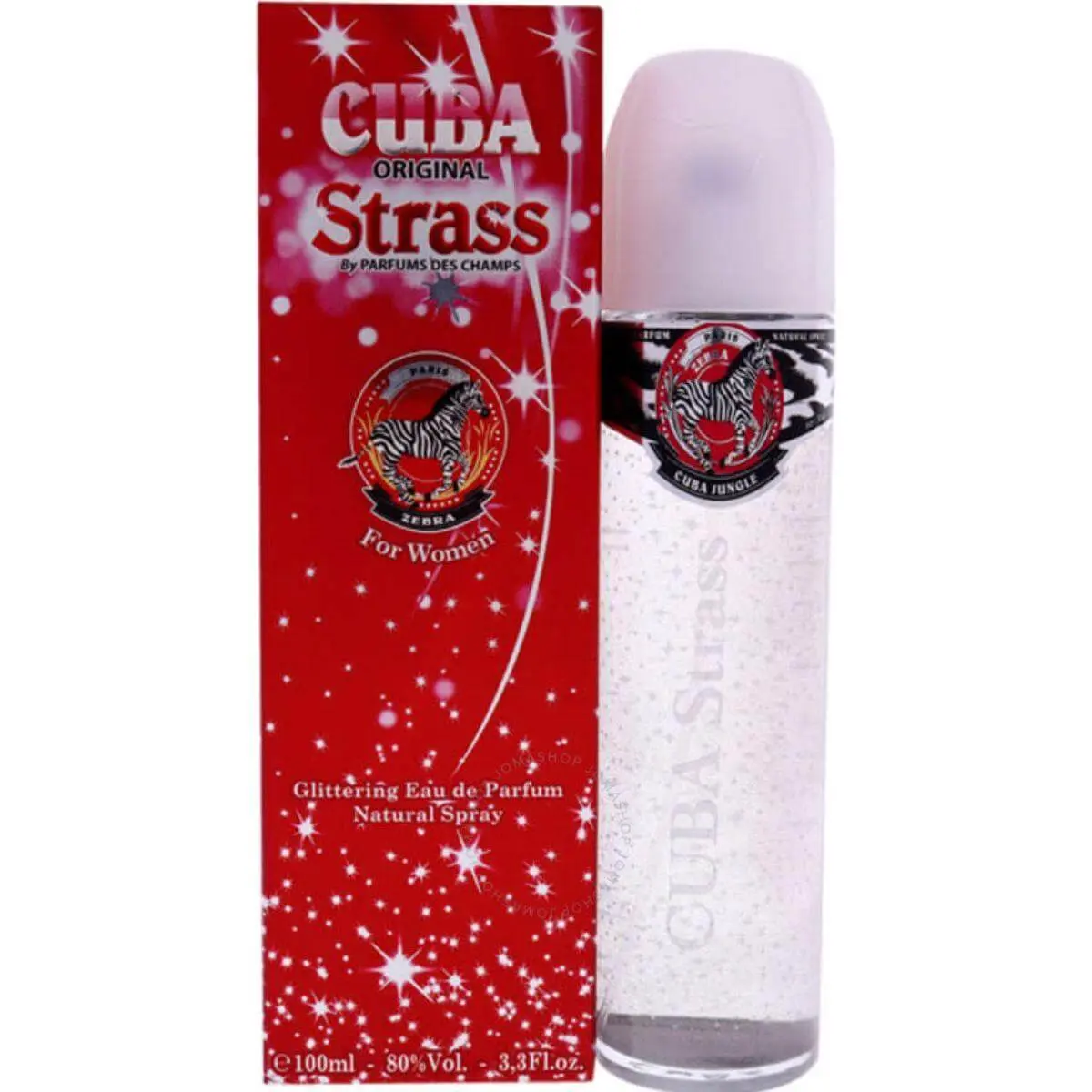 Cuba Strass Zebra Eau de Parfum for Women, Spicy Oriental Floral Hit with Notes of Amber, Patchouli, and Cedar, 3.3 fl oz Spray