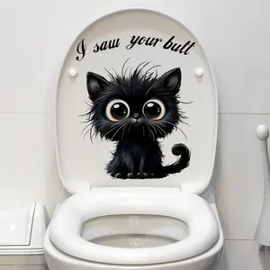 A black cute pet cat toilet sticker, bathroom and toilet decorative sticker, self-adhesive M13541-KN