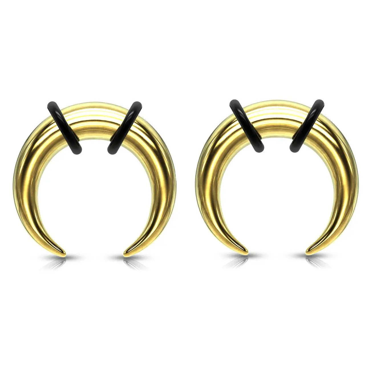 Pair Gold Steel Pinchers Tapers 0g 1g 2g 4g 6g 8g 10g 12g 14g Ear Plugs septum