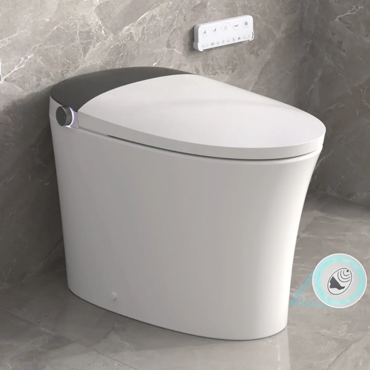 Bellemave Elongated Smart Toilet with Bidet, ADA Comfort Height, Heated Seat, Warm Water & Dryer, Night Light, Dual-Flush for Bathroom