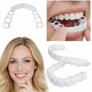 [3 Pack ] Smile Teeth Temporary Dentures, improve your smile, unisex, made of silicone, suitable for both upper and lower jaws, instantly gives the appearance of porcelain teeth, for a flawless smile.