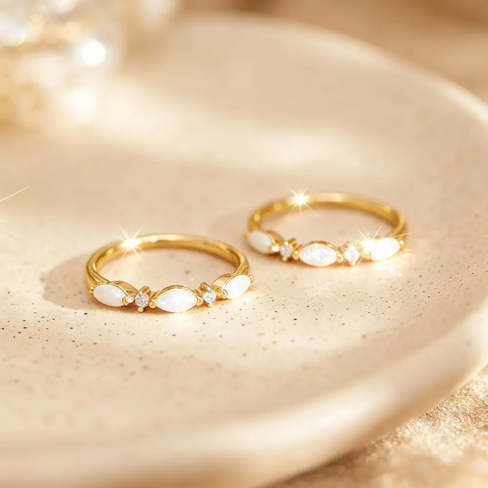 1 Minimalist Shiny Opal Marquise Ring Zirconia Stacking Dainty Opal Golden Rings Fairycore Dream Jewelry Ring Exquisite Golden Everyday Jewelry Promise Ring Gift To Her October Birthstone Ring Ladies Everyday Casual Jewelry promisering