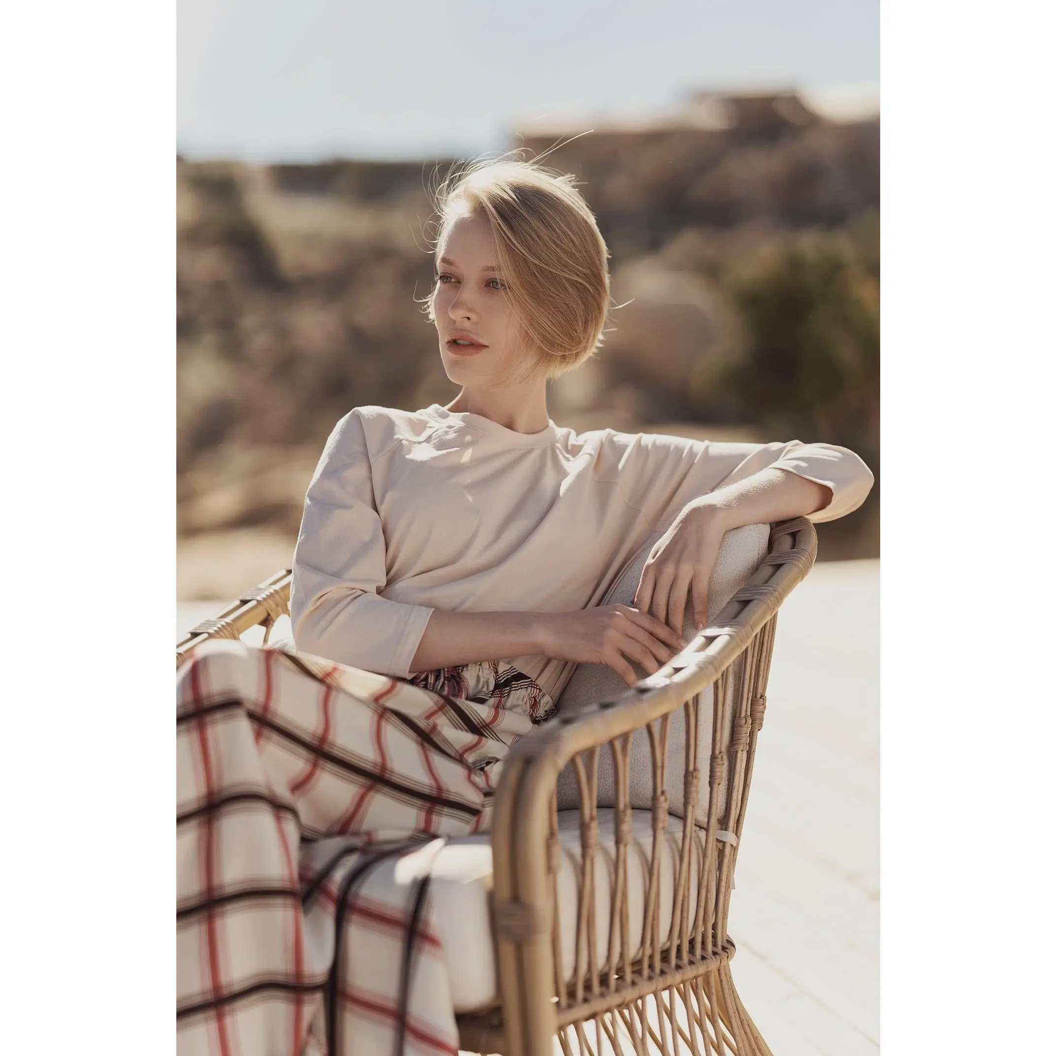 DRAWSTRING RUFFLE SKIRT-PLAID DESIGN