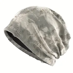 Y2K Graphic Beanie - Lightweight, Breathable Black Cap with Orange & White Design for Men & Women, Casual All-Season Headwear