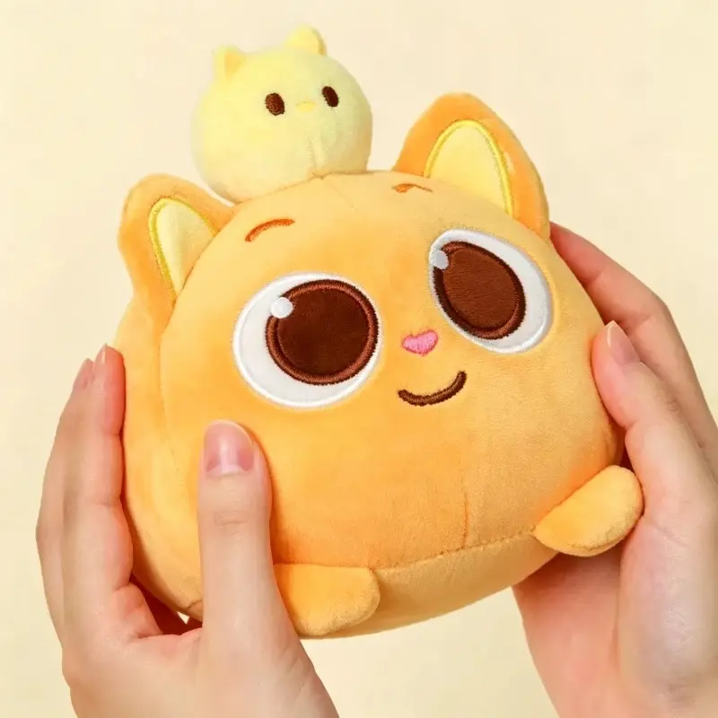 Cute pink plush toy, kawaii soft plush orange cat doll, anime-themed plush pillow, birthday gift