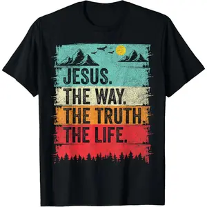 Jesus The Way Truth Life Women Men Kids Christian Worship T-Shirt        Graphic tees Casual Cotton,Unisex Crewneck T-shirt for Men And Women