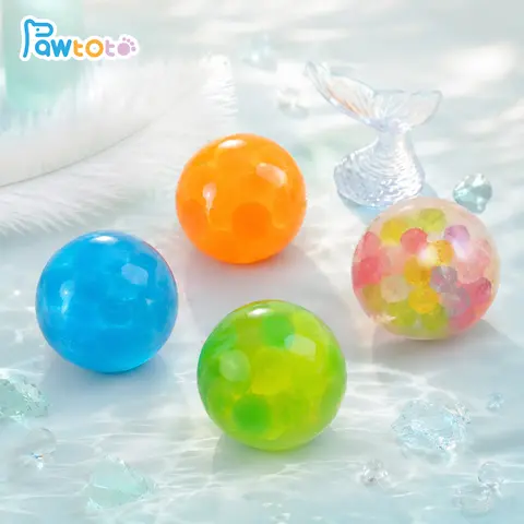 Pawtoto Soft Squishy Silicone Sea Salt Fruit Sugar Ball - Squeeze Stress Ball, Mini/Round Squishy Stressball, Sensory Tools, Desk Fidget Buddy, Slow Bounce, Stretchy, Hand-Washable, Hand-Painted Unisex Gift for Teens & Adults