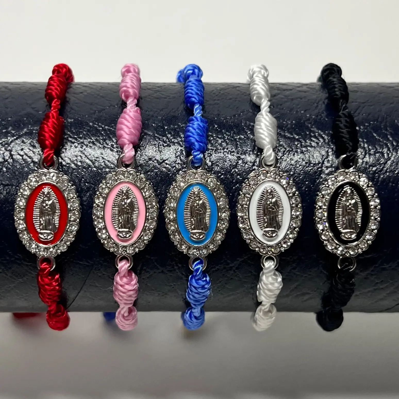 Virgin Mary Knotted Bracelet - handmade, rosary knot bracelet, adjustable cord bracelet, ten knot bracelet, religious, Virgin Mary bracelet