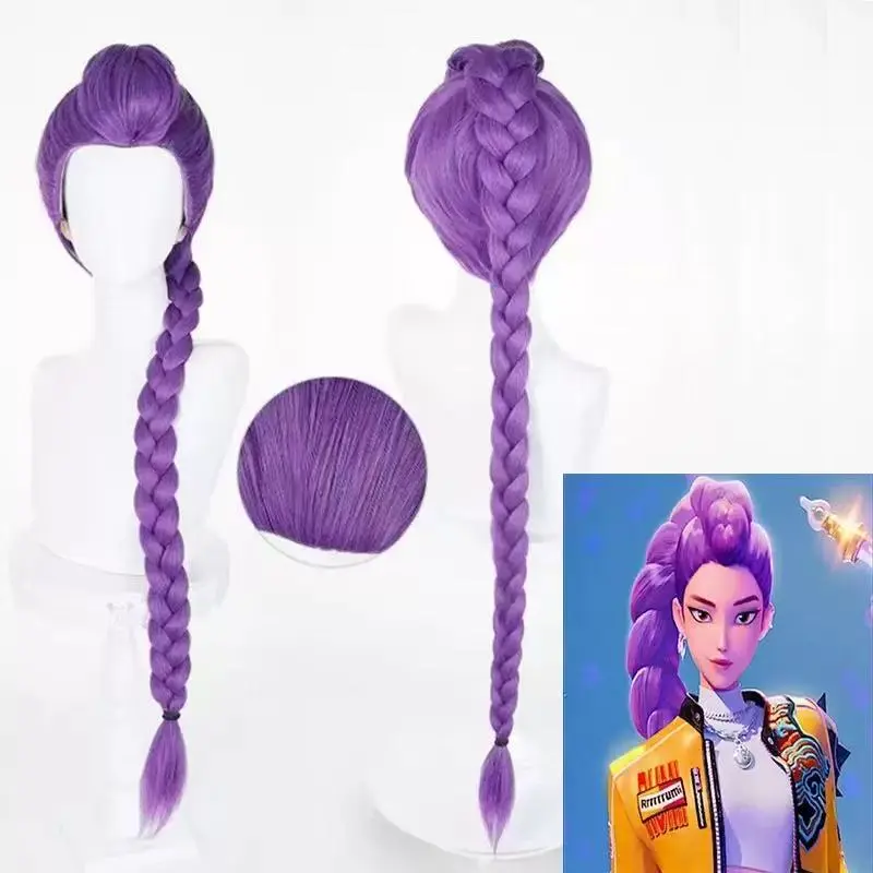 Anime Inspired Cosplay Wig Collection – Rumi Style Purple Braid / Mira Style Pink Twin Tail / Zoey Style Black Double Bun Synthetic Wig for Halloween Costume Party
