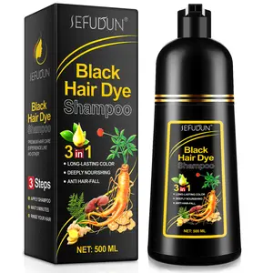 Black Hair Dye Shampoo 3 in 1 for Gray Hair, Herbal Ingredients Shampoo Black Hair Dye for Women Men, Grey Coverage Shampoo 500ml