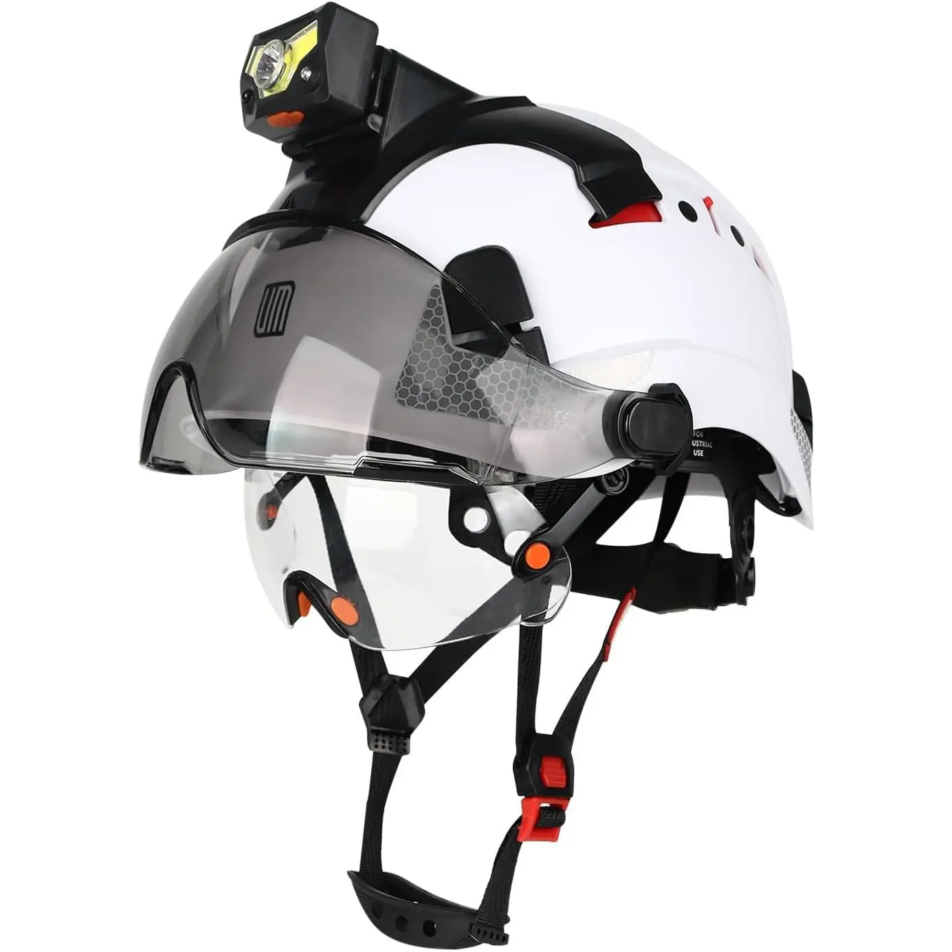 All-Seasons Adjustable Safety Helmet - Sports & Outdoor Safety Gear, Hard Shell Hard Hat with Dual Visors, Tinted Outer Visor, Inner Shield, Chin Strap, UV Protection, ANSI Z89.1 Compliance for Camping, Hiking