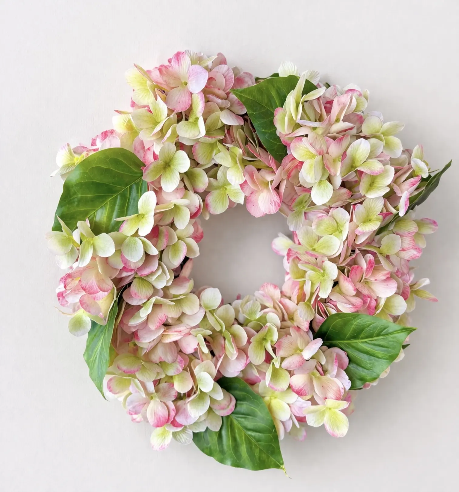 SO GORGEOUS! Pink Hydrangea Wreath, HANDMADE 14" Floral Candle Centerpiece
