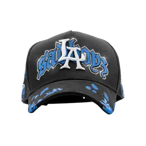 Dandy Hats x Junior H "Angel Azul" Premium Streetwear Snapback – Black Adjustable Unisex Hat for Men & Women Featuring Blue Graffiti Embroidery and a Bold Urban Design Inspired by Modern Street Fashion