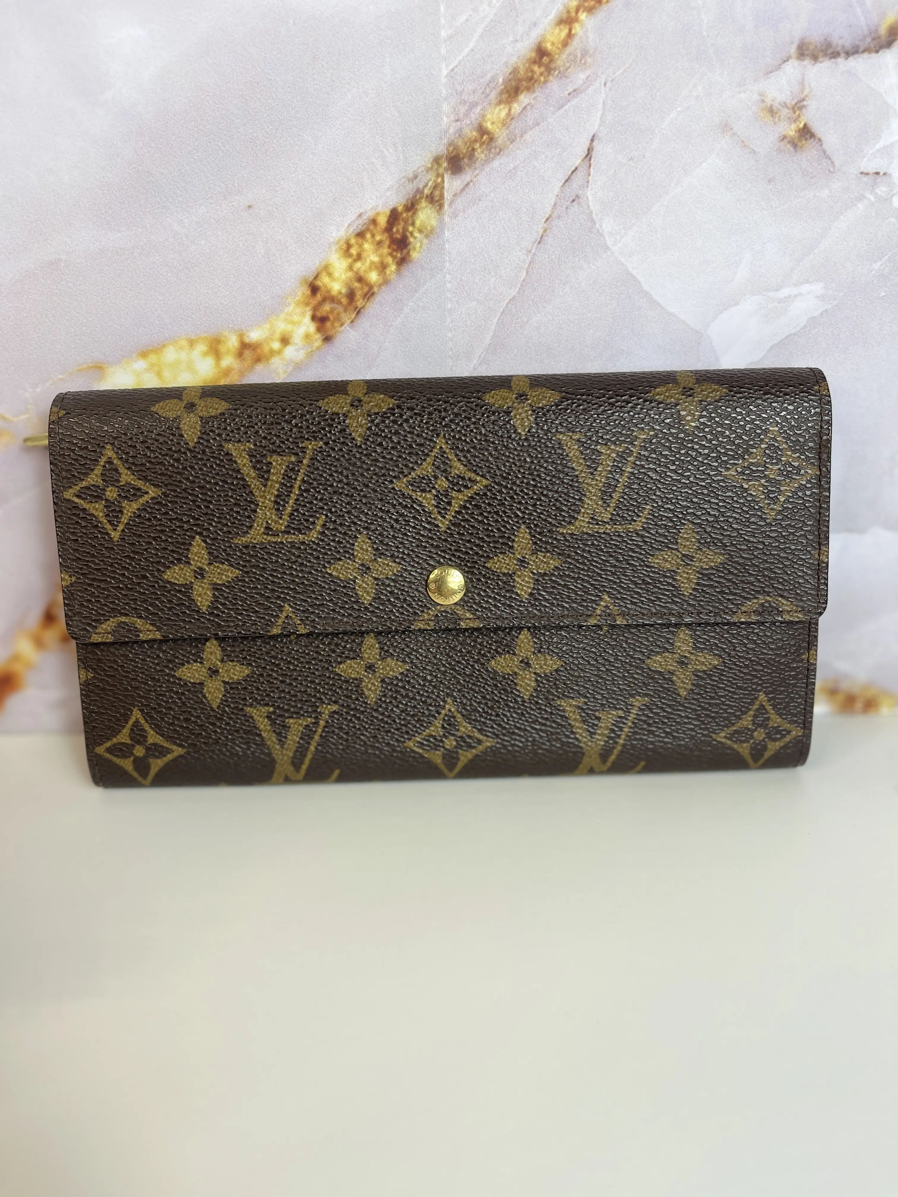 Pre-owned Louis Vuitton Canvas Small Leather Goods Sarah Wallet